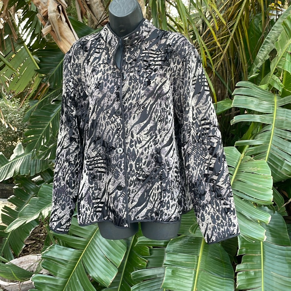 Leopard print Jacquard velvet reversible jacket